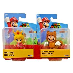 BABY PEACH & TANOOKI MARIO Super Mario Jakks‎ Pacific 2.5" Figures